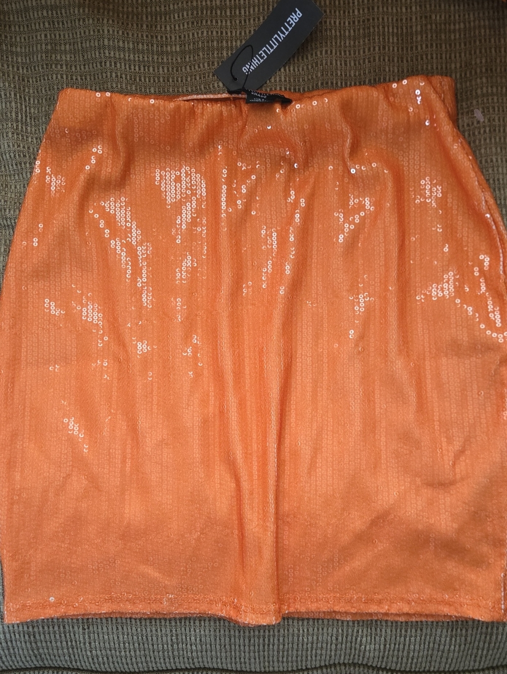 PrettyLittleThing Orange Sequin Mini Skirt
